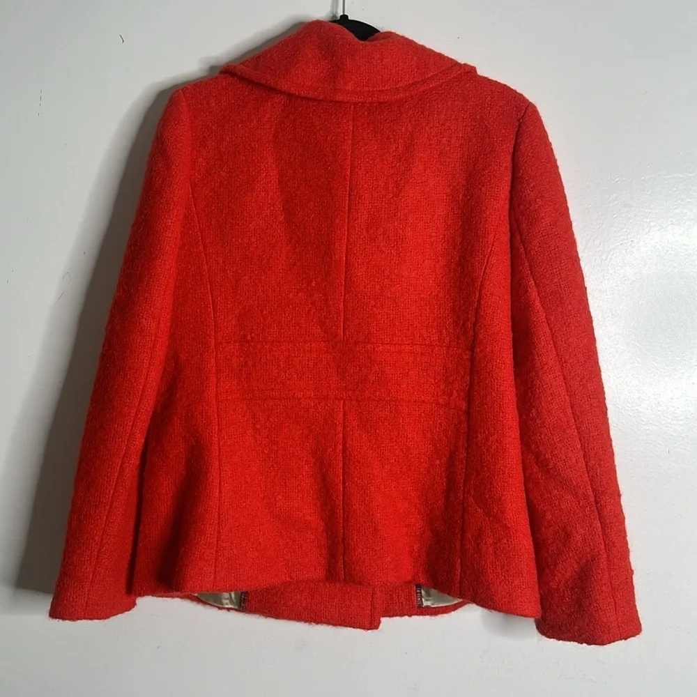 J crew orange red Lucile mohair wool double breast jacket size 8